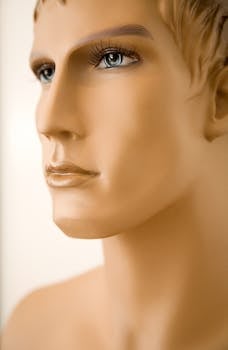 High-resolution image of a male mannequin head showing realistic features and detail.
